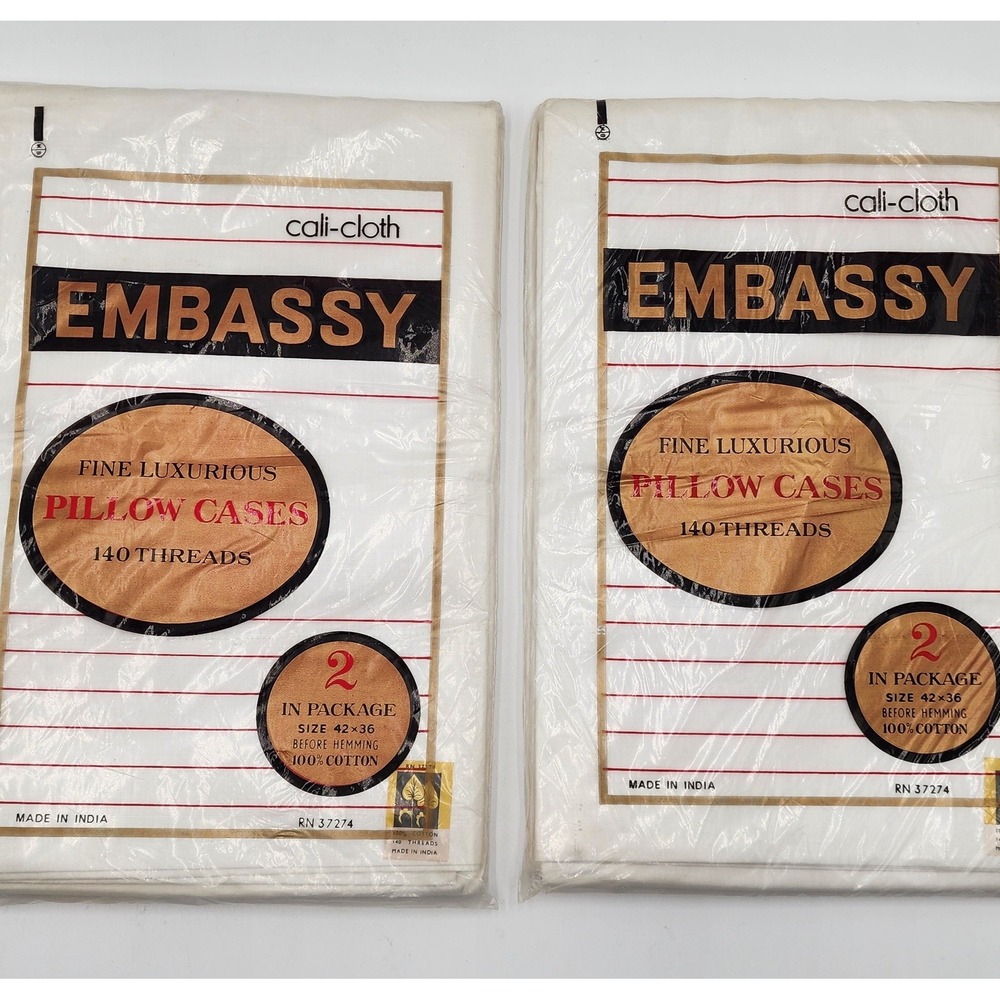 Embassy Cali Cloth Pillow Cases 140 Threads 100 Cotton 2 Sets of 2 Made in India
